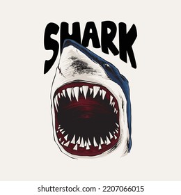 wild shark illustration with sharp teeth