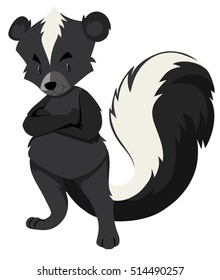 Wild skunk on white background illustration