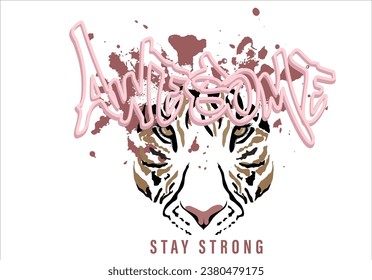 Wild slogan and tiger leopard animal vector