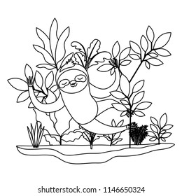 wild sloth in the jungle scene