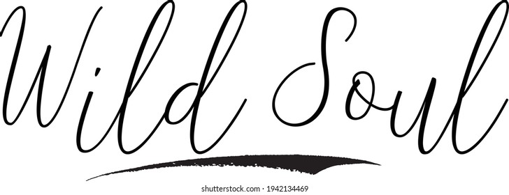 Wilde Seele. Curry Calligrafy Text auf weißem Hintergrund