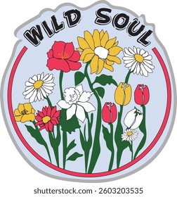 wild soul flower colorful vector art for T-shirt, mug, stationary and many other things y using properly, this this print and digital asset and sticker