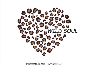 wild soul leopard heart vector design 