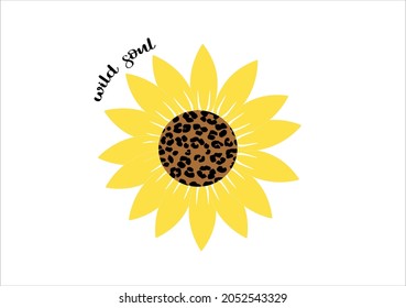 wild soul sunflower vector art design hand drawn