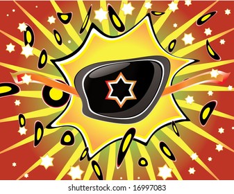 wild splash background with abstract TV and flying discs
