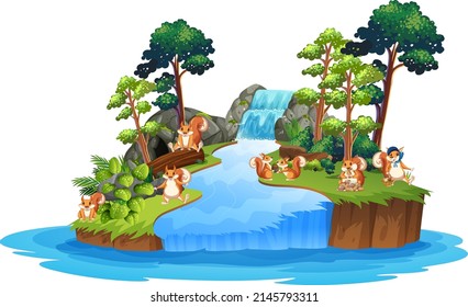 Wild squirrel in the nature illustration