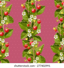 Wild strawberries seamless vertical background