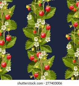 Wild strawberries seamless vertical background