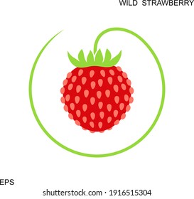 Wild strawberry logo. Isolated strawberry on white background