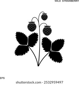 Logotipo de morango selvagem. Morango isolado sobre fundo branco