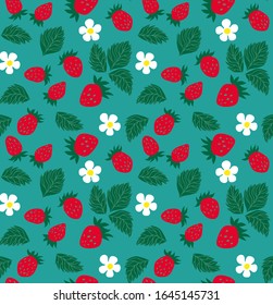 Wild strawberry multicolor seamless pattern