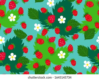 Wild strawberry multicolor seamless pattern for branding package