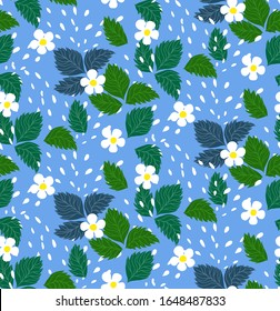 Wild strawberry multicolor seamless pattern for branding package