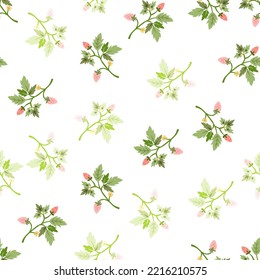 Patrón de fresa silvestre sin soldadura. Papel de paredes con flores de bayas silvestres. Plantas de fresa sin fin fondo. Diseño para tela, impresión textil, papel de envoltura, cubierta. Ilustración del vector