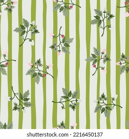 Wild strawberry seamless pattern. Wild berries floral wallpaper. Strawberry plant endless backdrop. Design for fabric, textile print, wrapping paper, cover. Vector illustration
