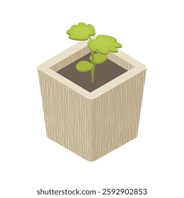 Wild strawberry sprout - hand drawn isometric vector illustration.