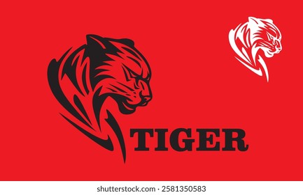 wild and strong tiger logo, silhouette of great predator vector illustrations