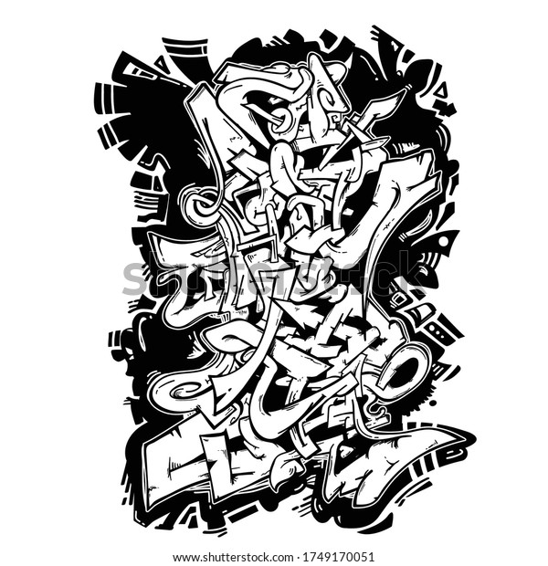 Download Wild Style Graffiti Adult Colouring Book Stock Vector Royalty Free 1749170051