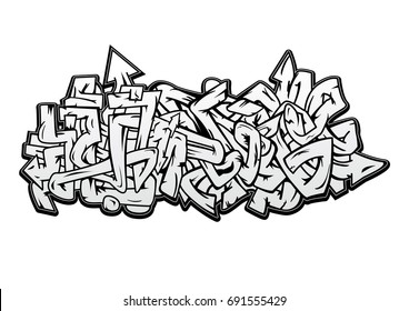 Wild style graffiti splayed hirizontaly. Abstract urban background. Arrows