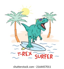 wild surfer dinosaur sketch vector illustration