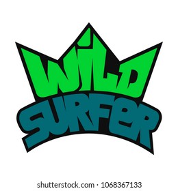 Wild surfer sign vector illustration