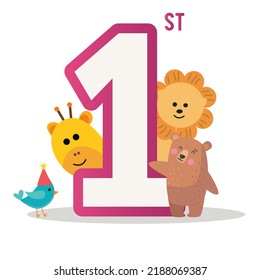 Wild Theme Birthday template vector illustration 