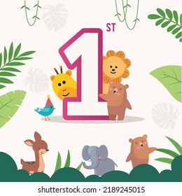 Wild theme birthday vector illustration 