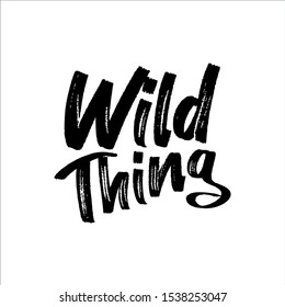 Wild thing- paint brus text. Good for t-shirt print, flyer, poster design, mug, and card.