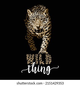 Wild think a leopard with black background