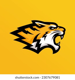 Wild Tiger, E-sports Game Logo Template. Wild cat head mascot, Tiger head emblem design for eSports team. Vector illustration