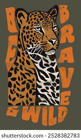 Tigre salvaje con efecto grunge Ilustración vintage Póster Arte de marco de pared con eslogan Colocación Impresión Camiseta Camiseta Vector gráfico Obra de arte