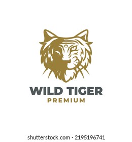 Wild tiger head illustration logo design