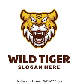 Wild Tiger Head Mascot Logo design