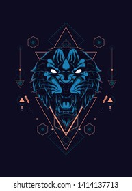 Wild Tiger head with sacred geometry pattern