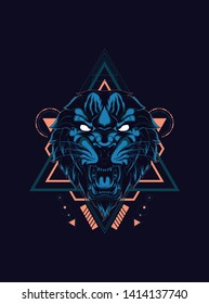 Wild Tiger head with sacred geometry pattern