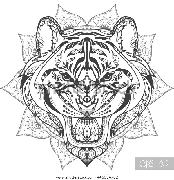 Wild Tiger Head Zentangle Artwork Animal Stock Vector (Royalty Free ...