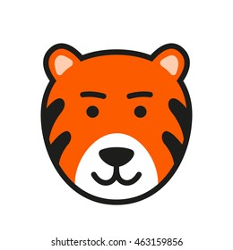 Wild tiger icon or logo. Vector Illustration. Cartoon tigers head