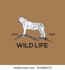 wild tiger logo vintage vector Eps 10.