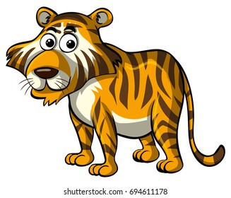 Tigre salvaje sobre ilustración de fondo blanco