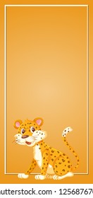 Wild tiger on yellow border illustration