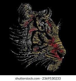 wild tiger pattern with text