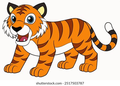 A wild tiger vector art in white background illustration.