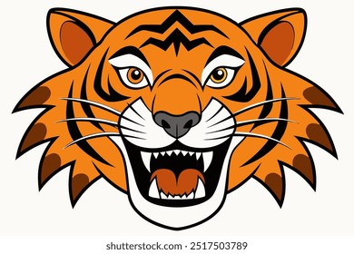 A wild tiger vector art in white background illustration.