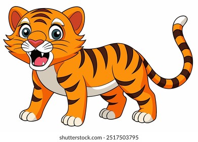 Uma arte vetorial de tigre selvagem em ilustração de fundo branco.