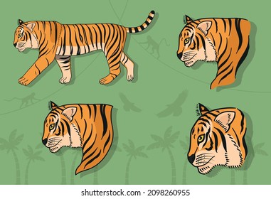 Wild Tiger vector in a jungle