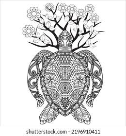 Wild tortoise adult coloring page