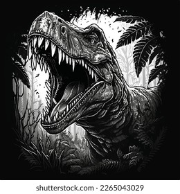 wild t-rex dinosaur strong illustration 