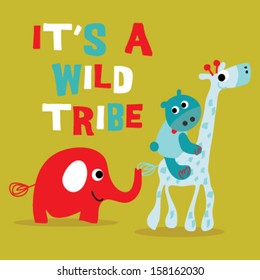 it's a wild tribe with animals design for boys