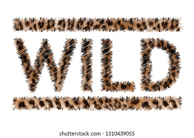 Wild t-shirt animal fashion print on white background. Brown leopard skin.