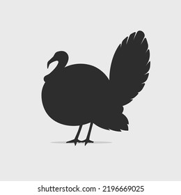 Wild Turkey Black Silhouette Vector Illustration